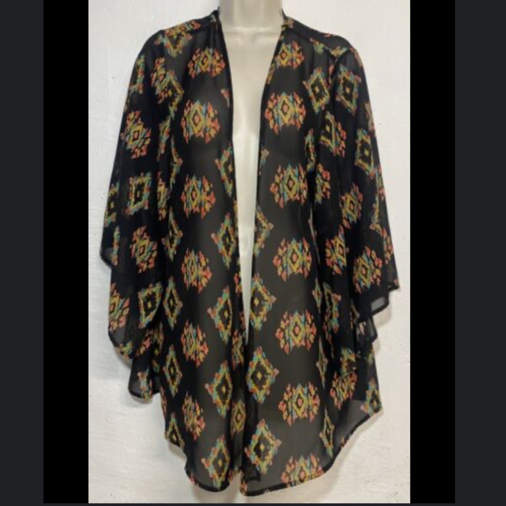 Elodie Sheer Kimono XS Black Print
